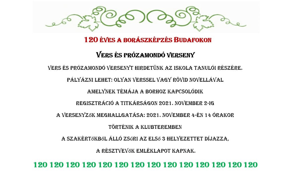 Vers és Prózamondó verseny Vers és Prózamondó verseny